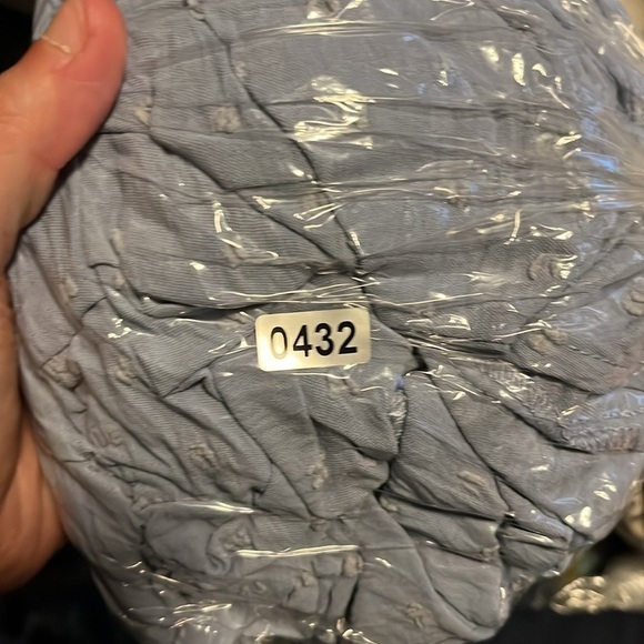 Shein Curve Plus Sz 1XL Blue Gray Swiss Dot Sleeveless Ruffle Dress - Picture 10 of 10